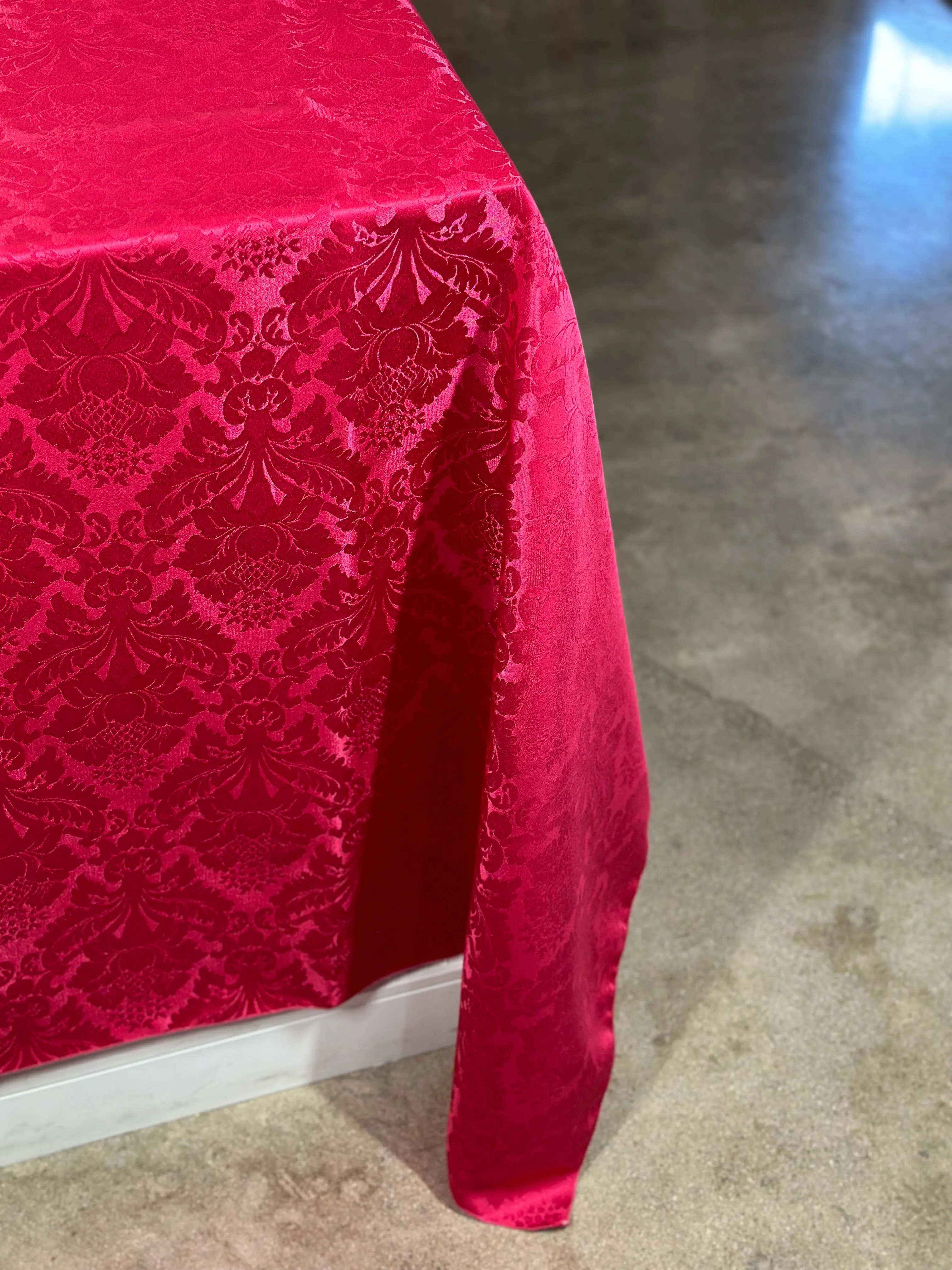 1pc - Damask Poly Table Linen 85"x85" Square - Fuchsia 1225