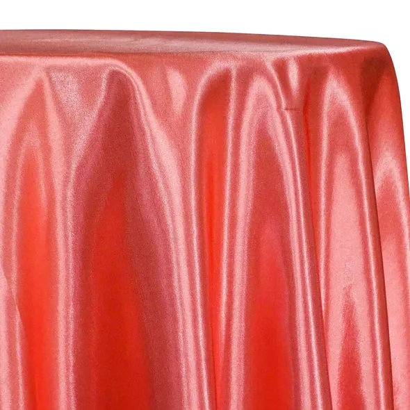 1pc - Shantung Satin (Reversible) Table Linen 132" Round - Coral