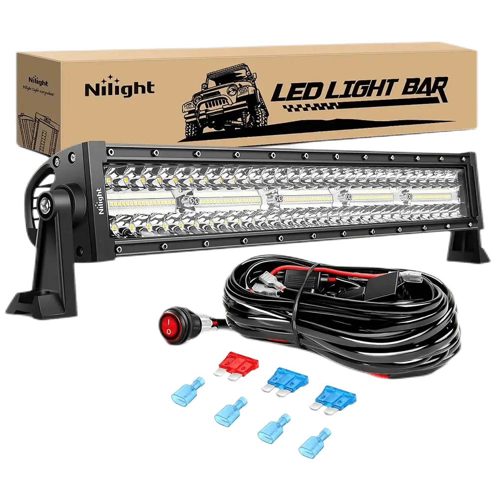 22 Inch 480W 28800LM Triple Row Spot Flood Led Light Bar | 12FT Wire 3Pin Switch