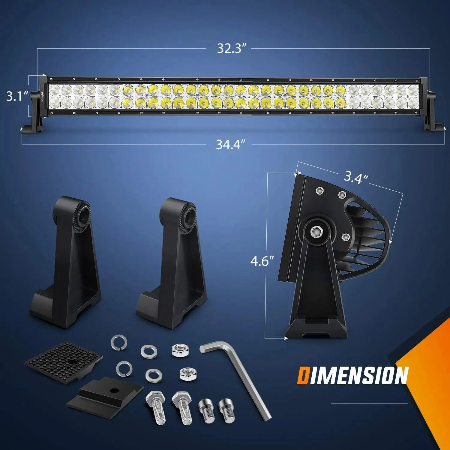 32 Inch 180W Double Row Spot Flood LED Light Bar | 12FT Wire 5Pin Switch