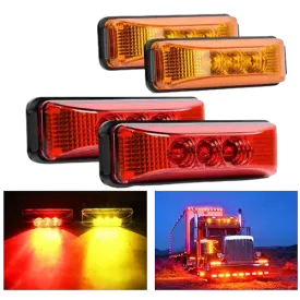 3.9 Inch Amber Red LED Fender/Side Marker Light (2 Pairs)