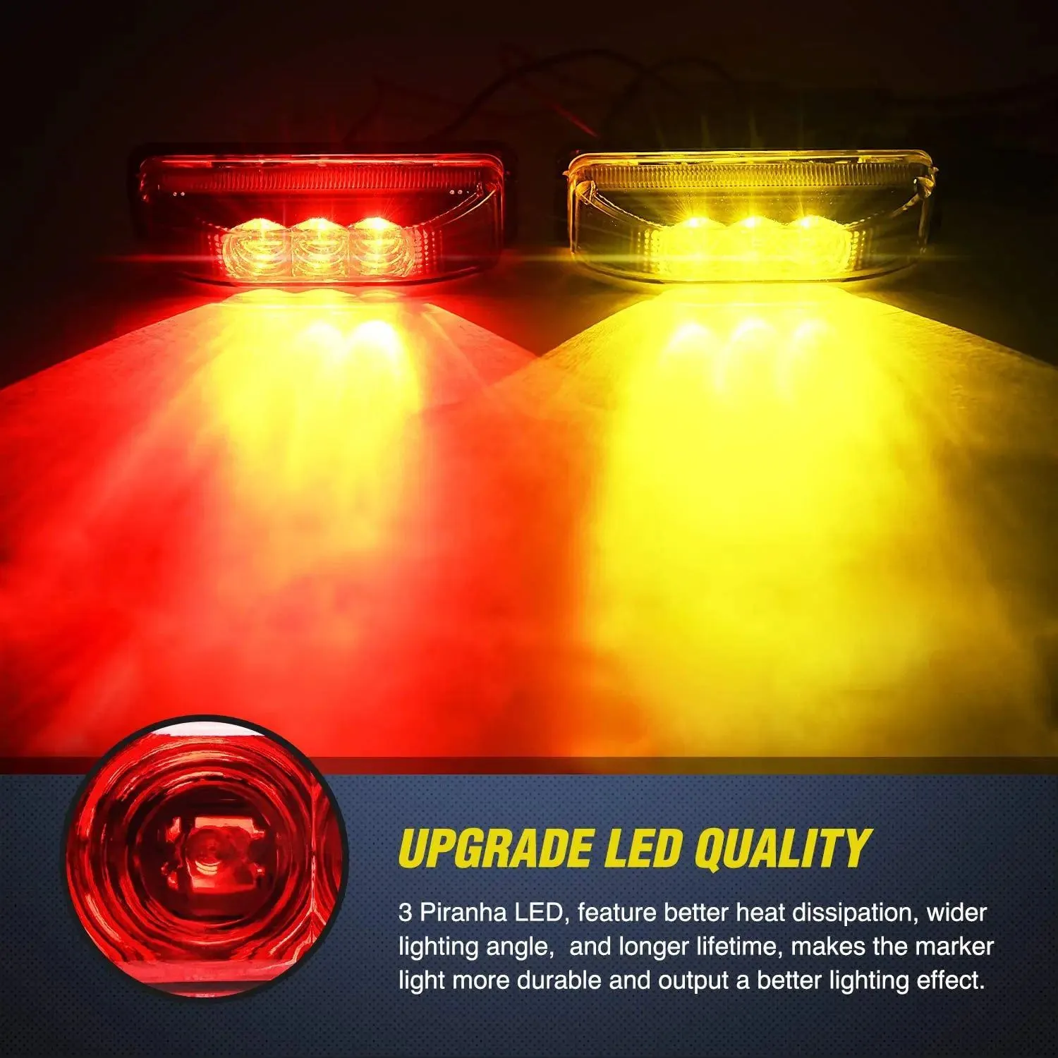 3.9 Inch Amber Red LED Fender/Side Marker Light (2 Pairs)