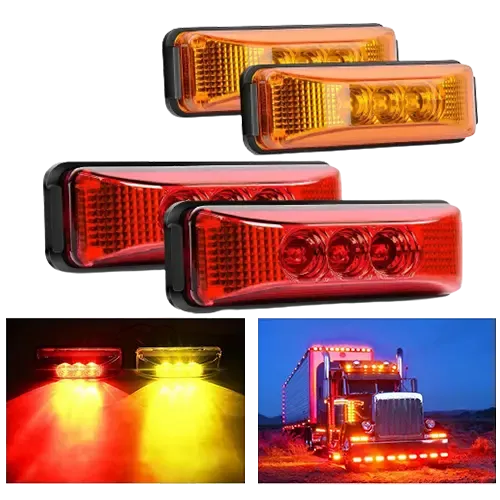 3.9 Inch Amber Red LED Fender/Side Marker Light (2 Pairs)