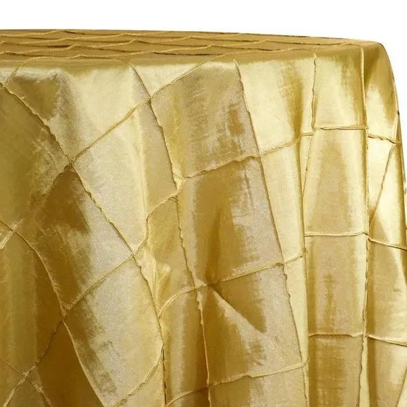 5pcs - 4" Pintuck Taffeta Table Linen 132" Round - Buttercup 114