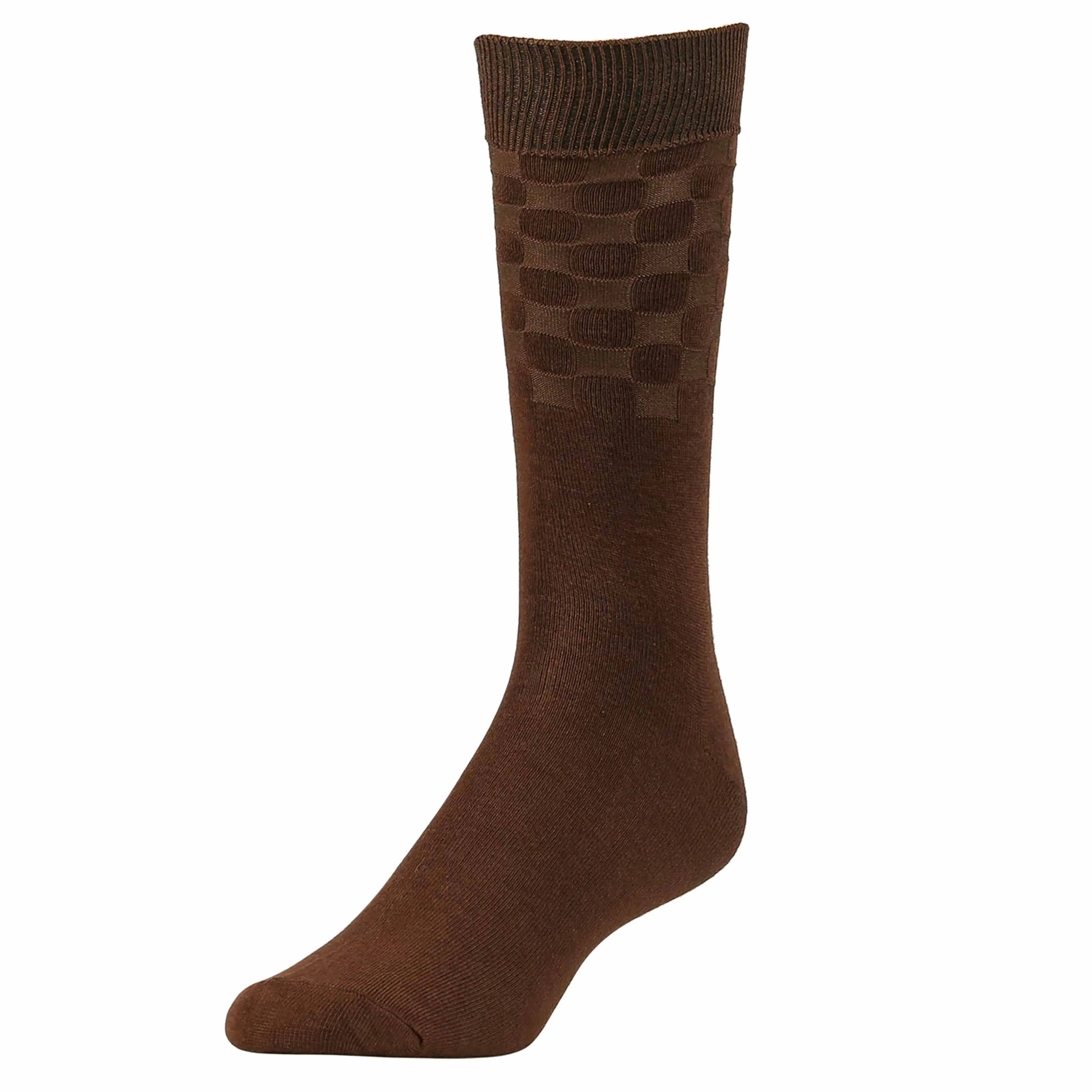 6 Pairs Men's Over the Calf Dress Socks Cotton Casual Work Fashion Brown 10-13