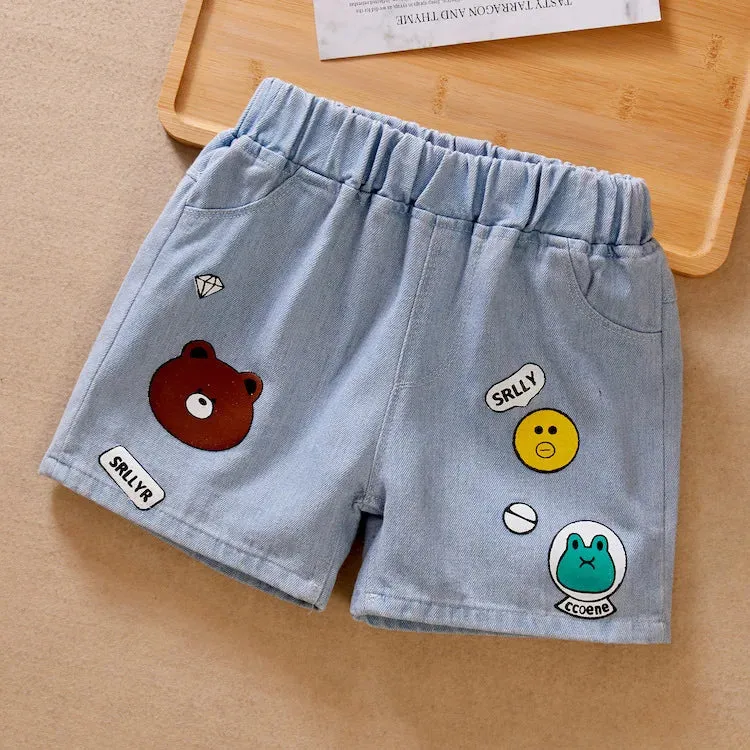 Children's Denim Shorts for Girls Summer New Big Children Loose Cute Casual Outside Wear Short Pants for Girls Children
