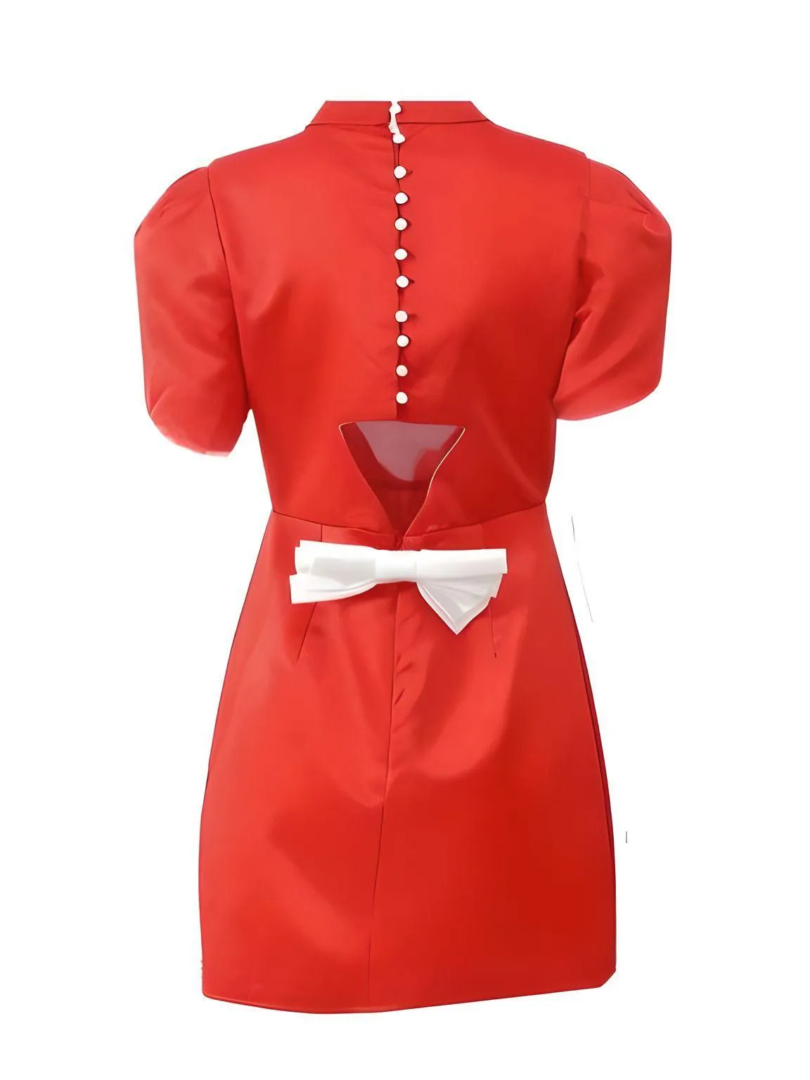 Elegant Hollow Out Red Mini Dress With Fashion Bow - Now In White Too!