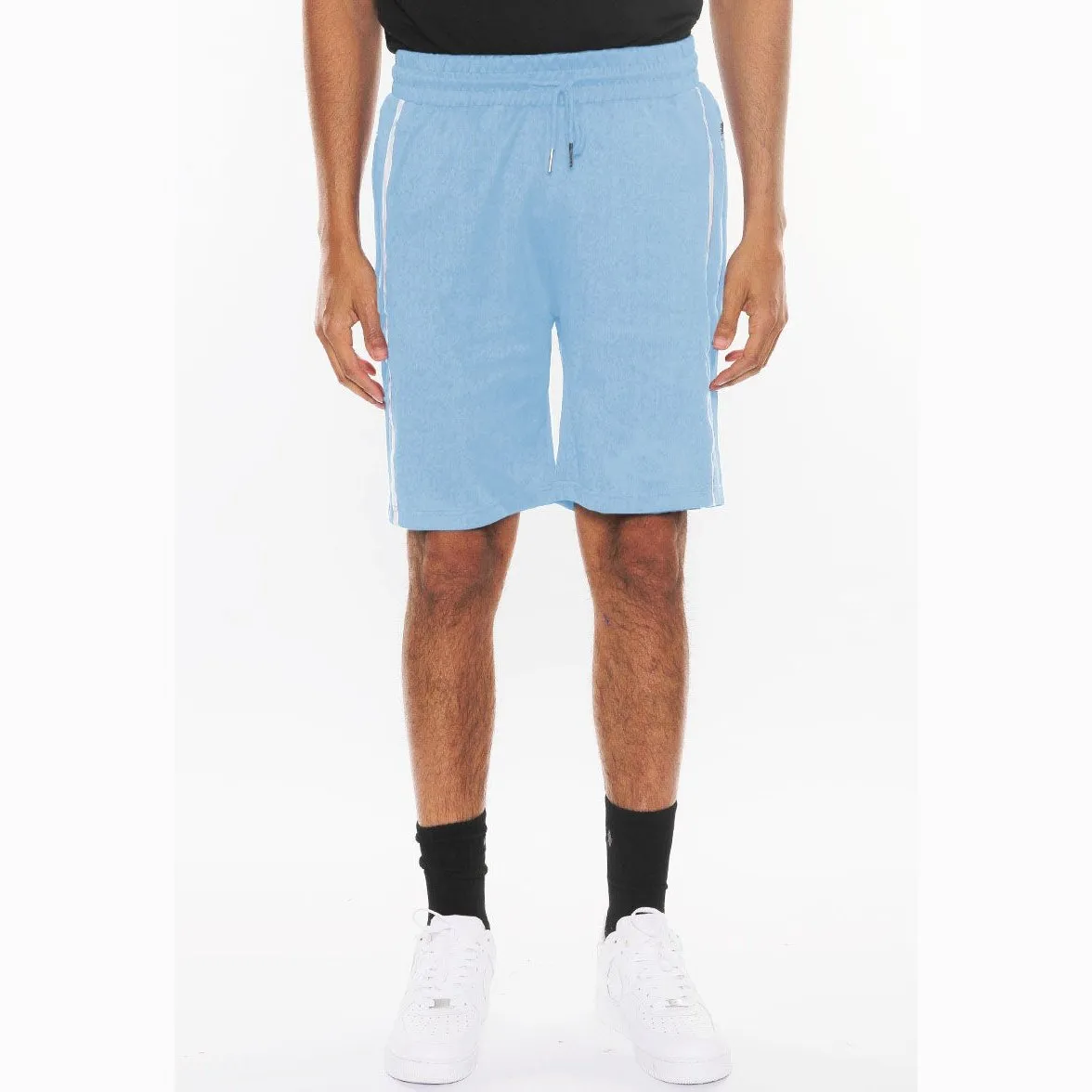 Light Blue Solid Athlete Tape Shorts