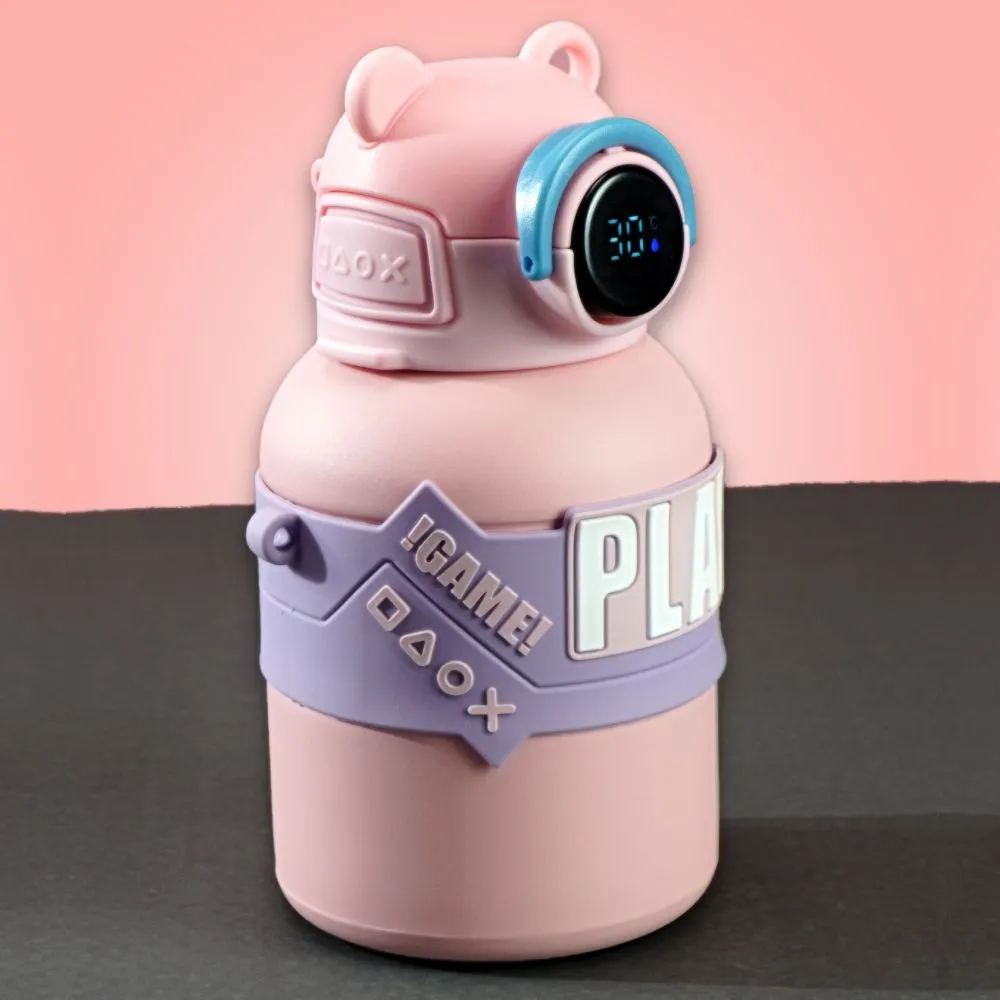 Little Surprise Box, Pink Game Theme tempertaure Controlled Stainless Steel Kids Water Bottle, 550ml