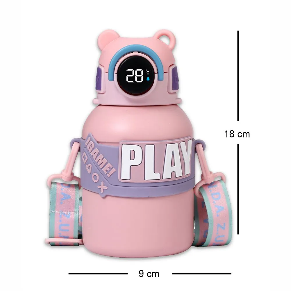 Little Surprise Box, Pink Game Theme tempertaure Controlled Stainless Steel Kids Water Bottle, 550ml