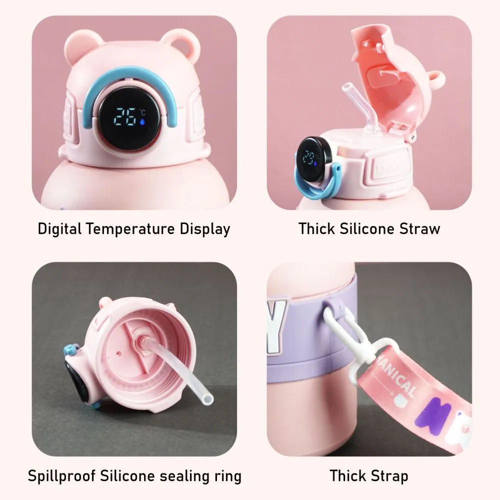 Little Surprise Box, Pink Game Theme tempertaure Controlled Stainless Steel Kids Water Bottle, 550ml