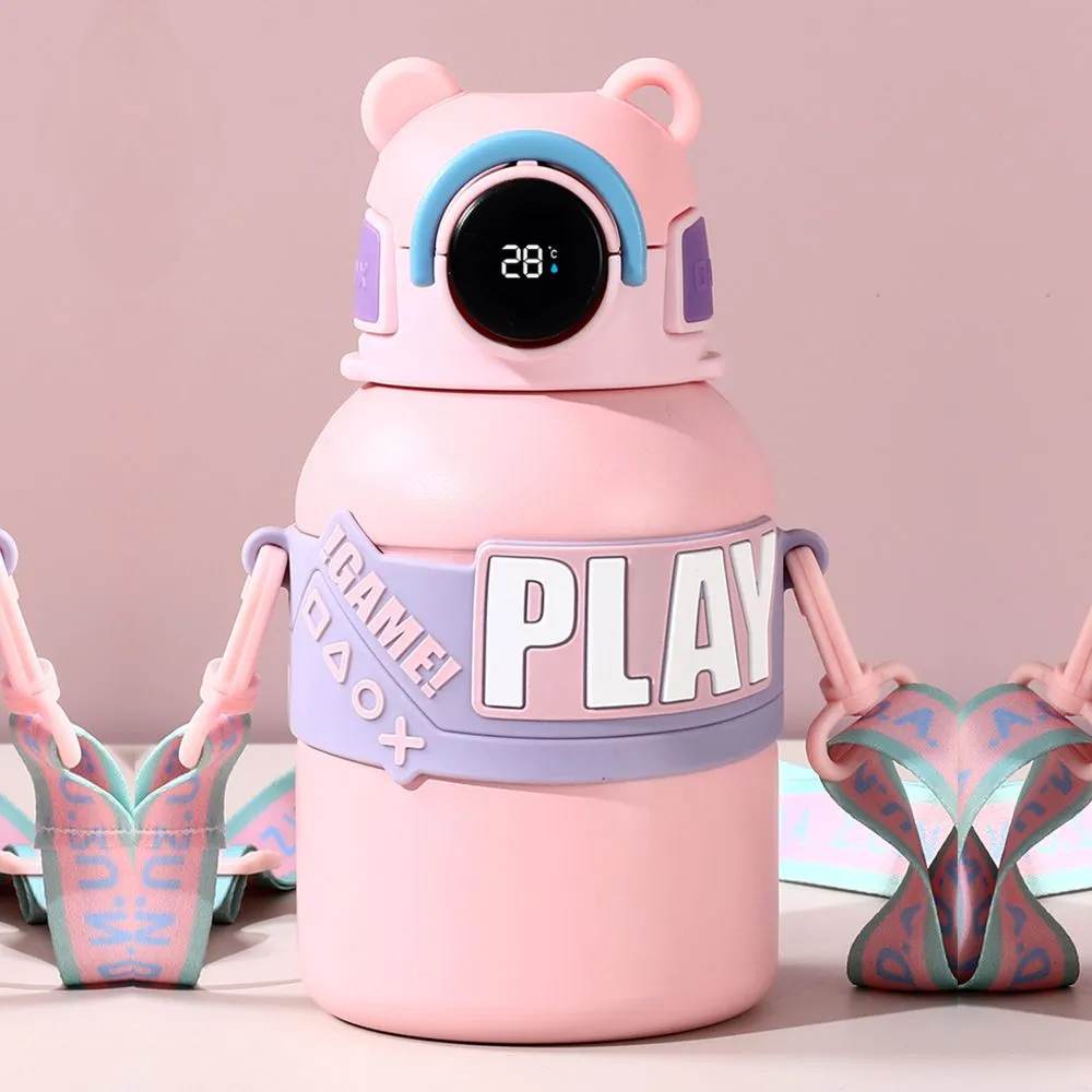 Little Surprise Box, Pink Game Theme tempertaure Controlled Stainless Steel Kids Water Bottle, 550ml