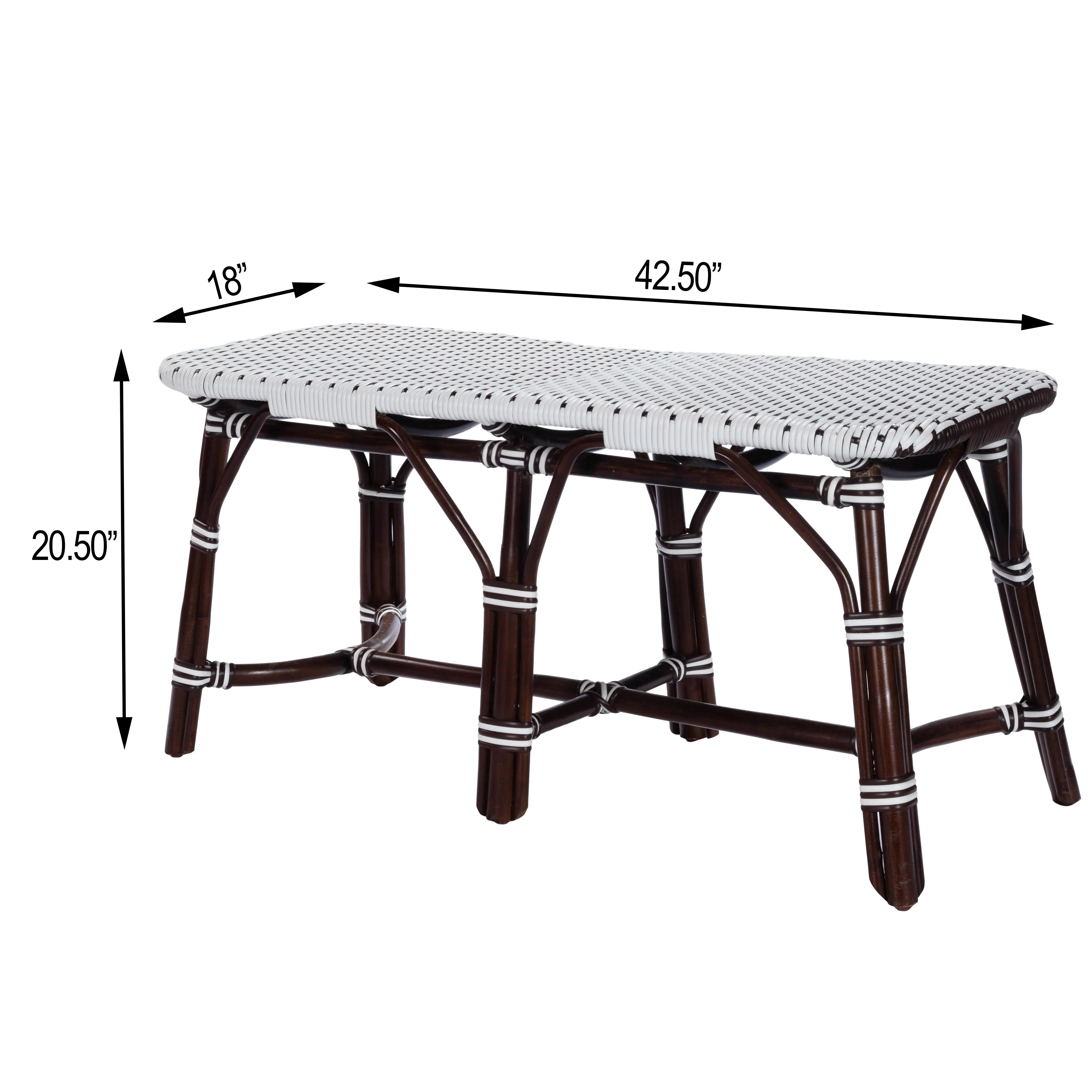 Marcella Rattan 42.5"W Bench in Dark Brown  5483295