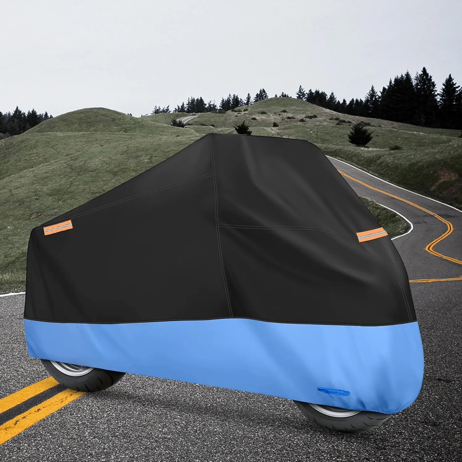 Motorcycle Cover with Lock-Hole Storage Bag & Protective Reflective Strip Fits up to 96 Inch