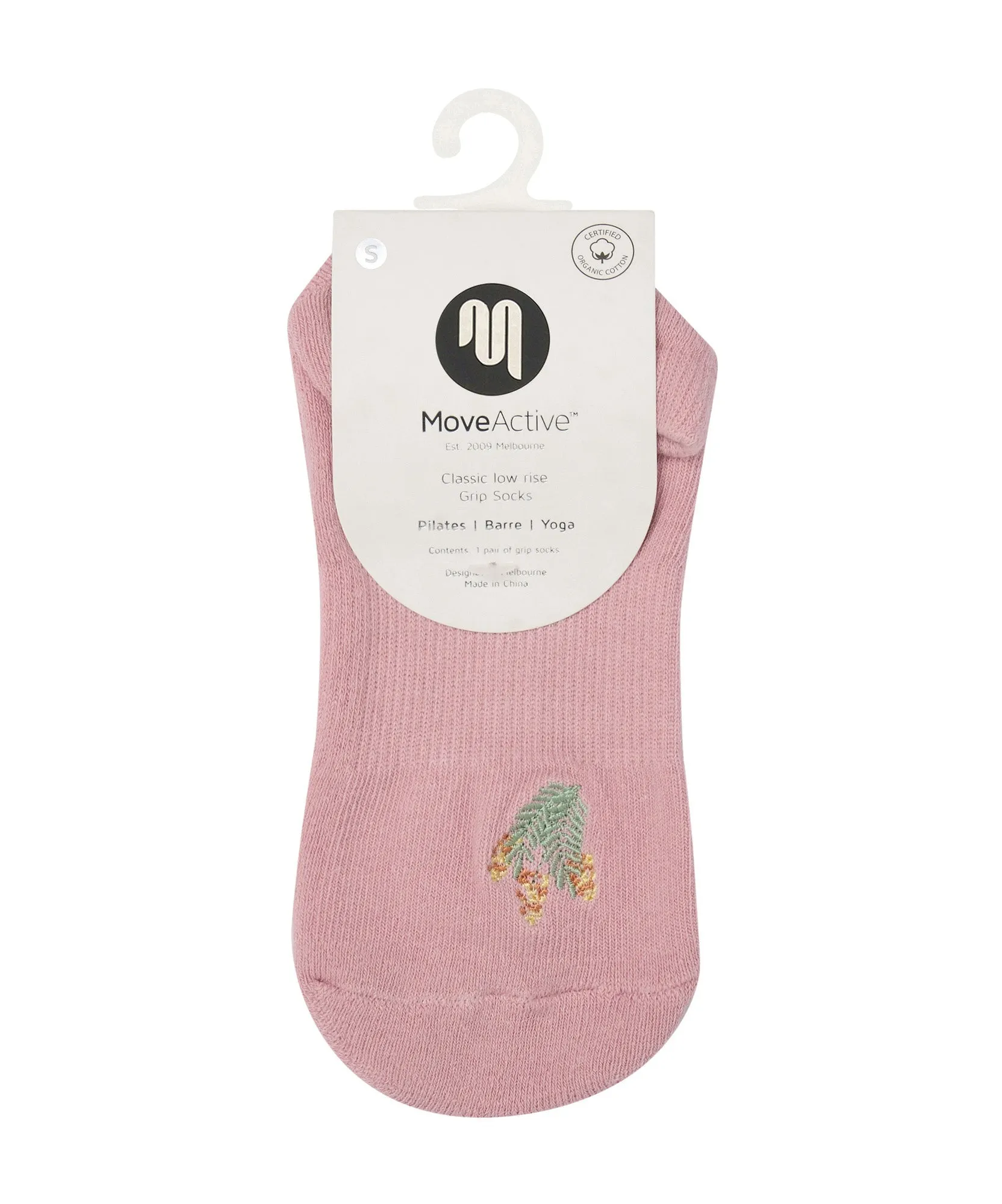 MoveActive - Classic Low Rise Grip Socks - Wattle Blossom