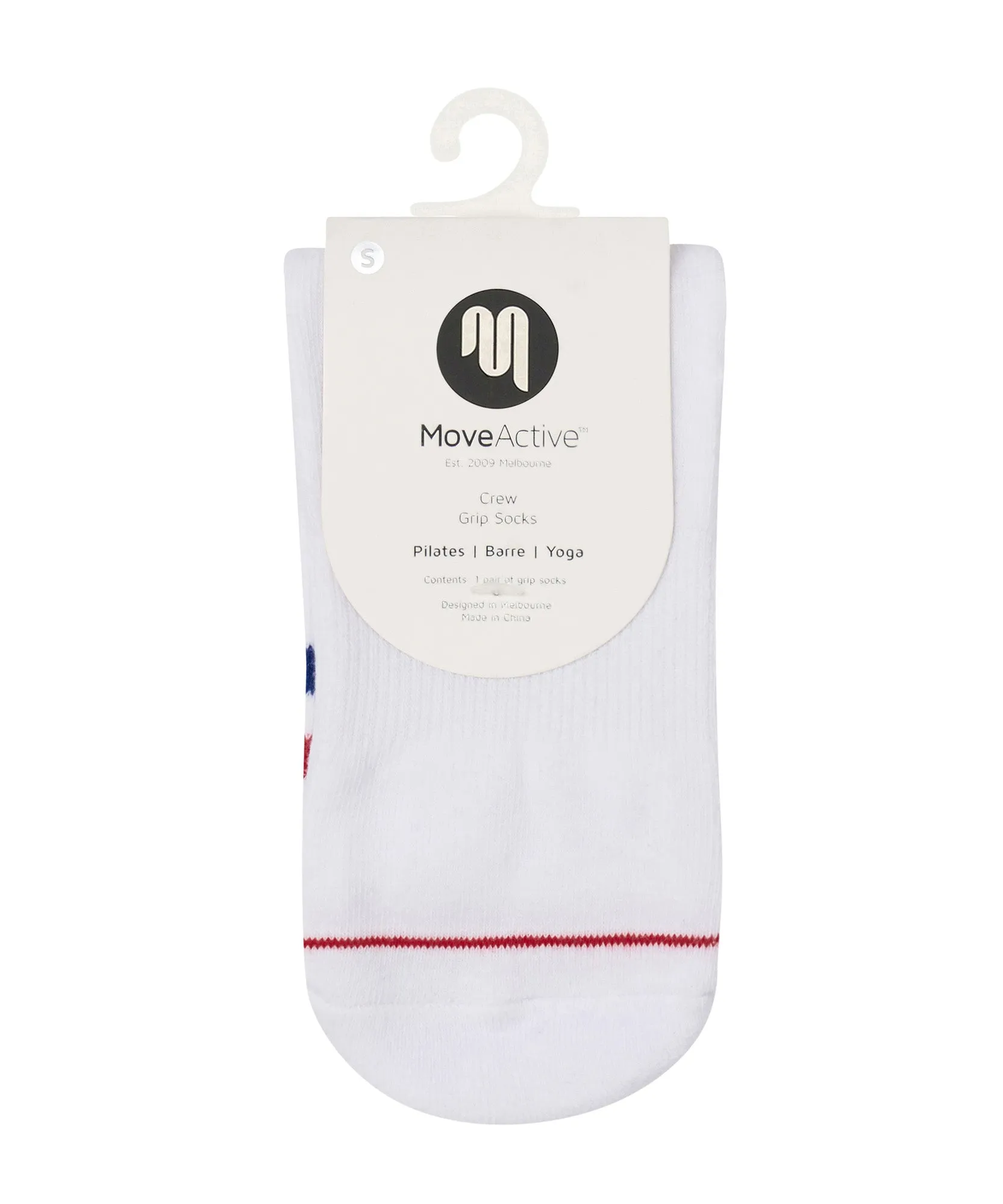 MoveActive - Crew Non Slip Grip Socks - Polo Stripe White