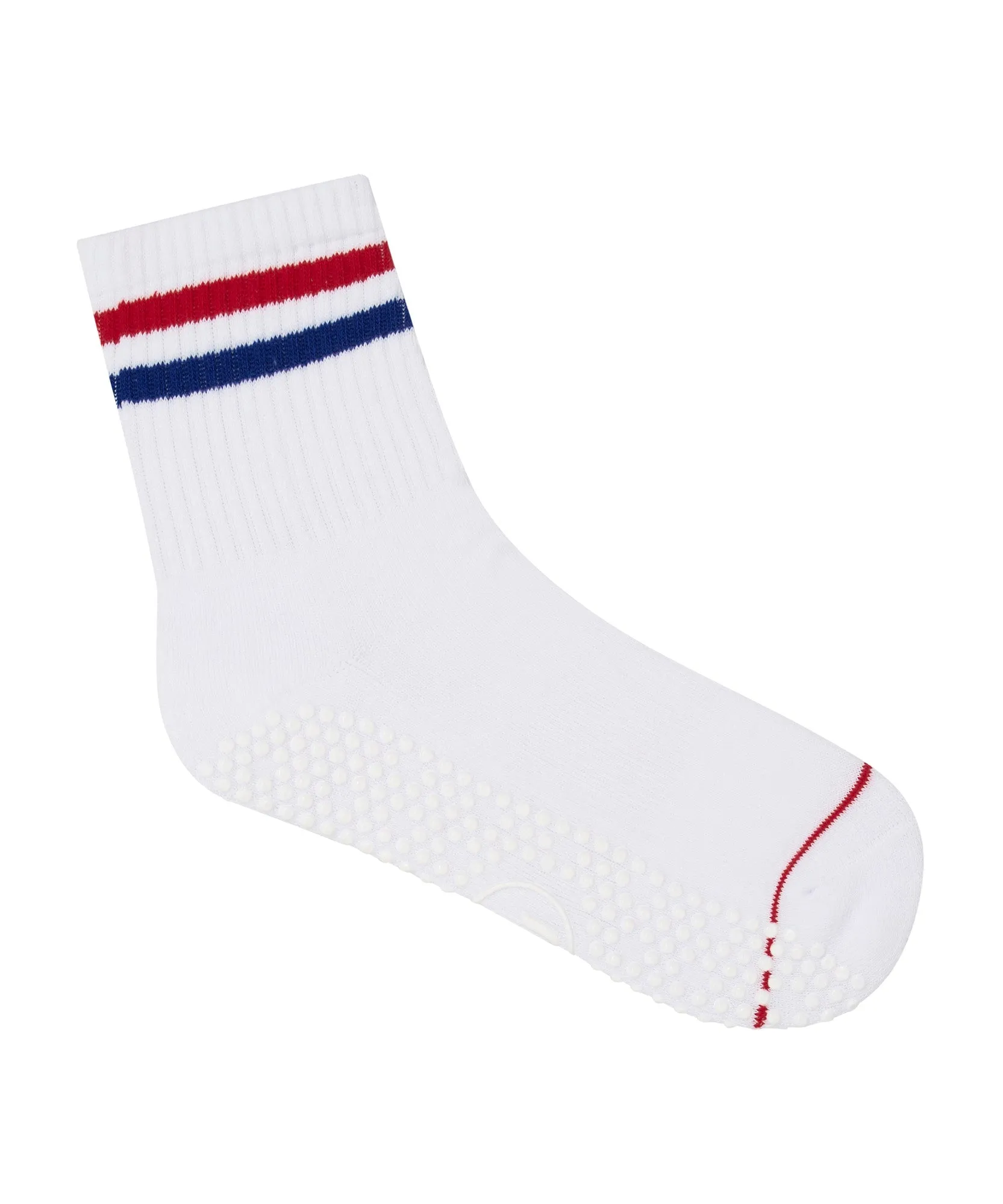 MoveActive - Crew Non Slip Grip Socks - Polo Stripe White