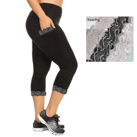 Sparkles - Black Capri with Crystal Sparkle Embellishment with Pockets