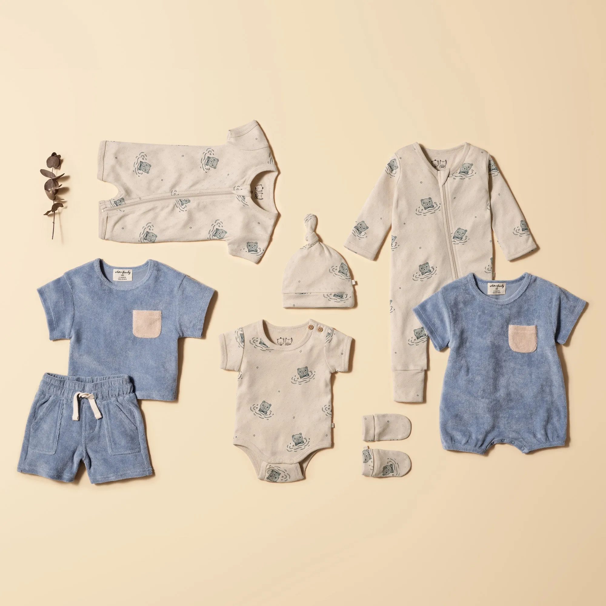 Wilson and Frenchy Little Bear Organic Pointelle Boyleg Zipsuit