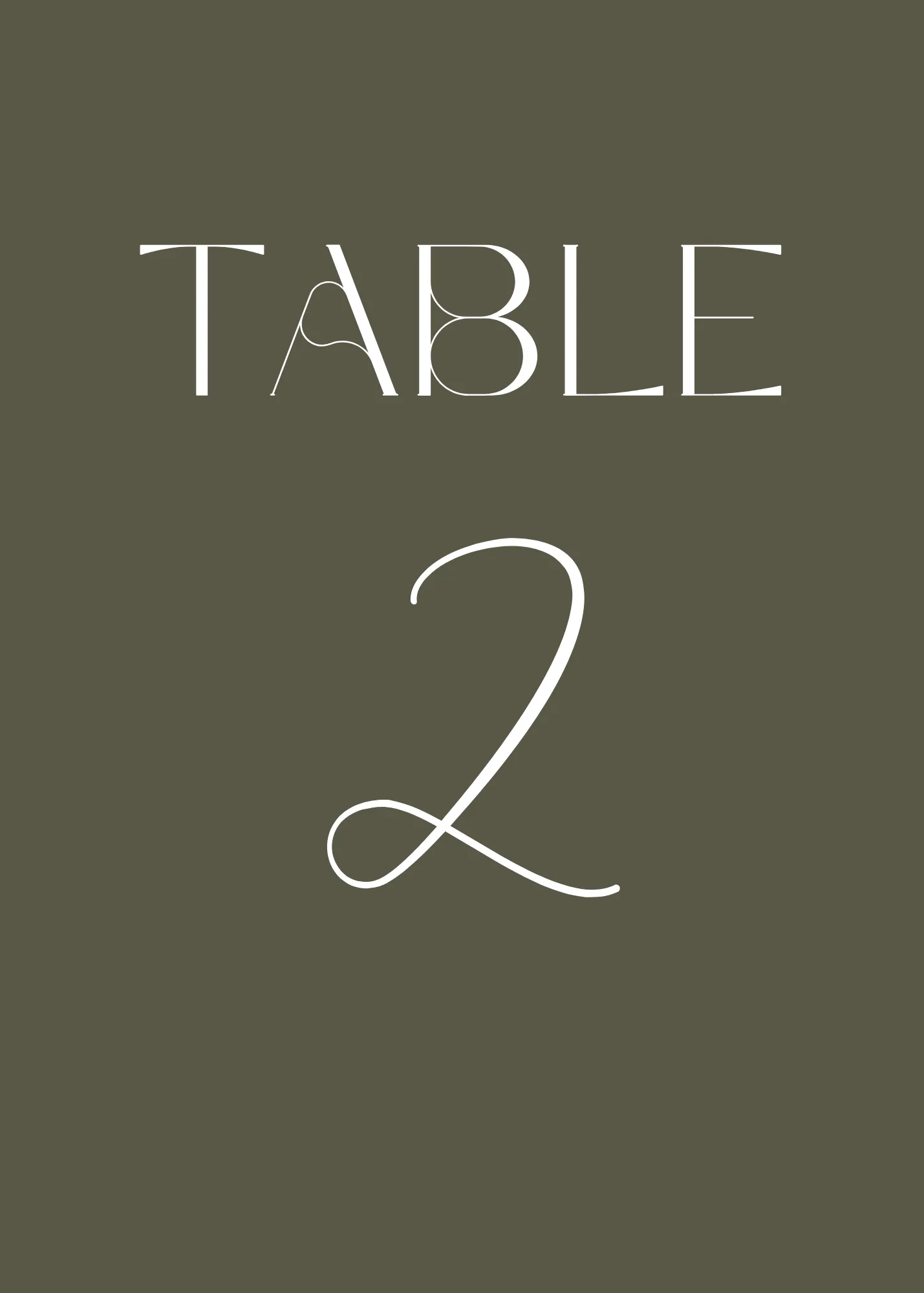 Winter Green Table Numbers